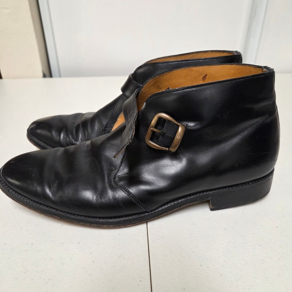 Marks & Spencer Mens Black Leather Monk Strap Chukka Boots Size 10 India